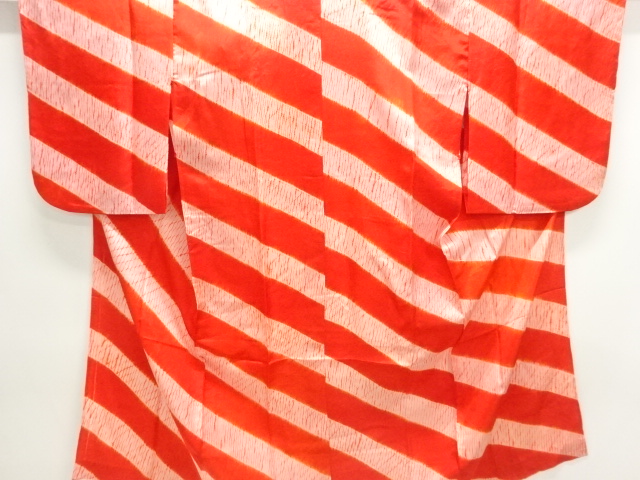 アンティーク　板締め絞り　斜め縞模様単衣長襦袢